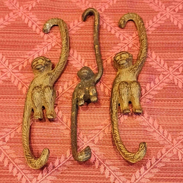 Lot of 3 Cast Iron "S" Monkey Hooks