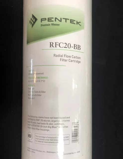 Filtro de agua de carbono azul grande Pentair Pentek RFC-20BB 20 pulgadas toda la casa pesado...