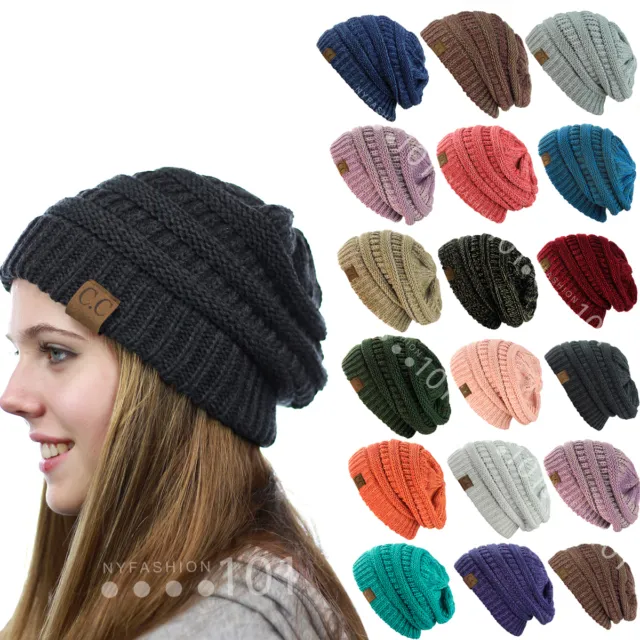 Tricot Câble Femmes Flambant Neuf Couleurs Cc Beanie Deux Tons Super Mignon Beanie Unisexe