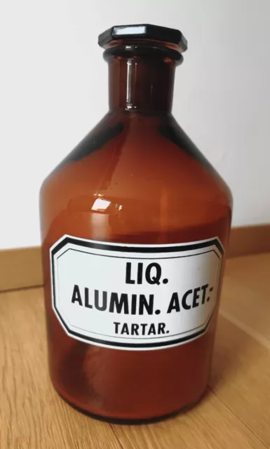 Apothekerflasche Liq. Alumin. Acet. Tartar. Vintage Apotheke Glas braun