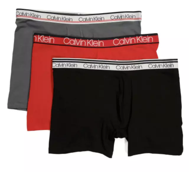 Calvin Klein 3-Pack Cotton Stretch Boxer Brief  CK Underwear (Black-Gray-Red) 2