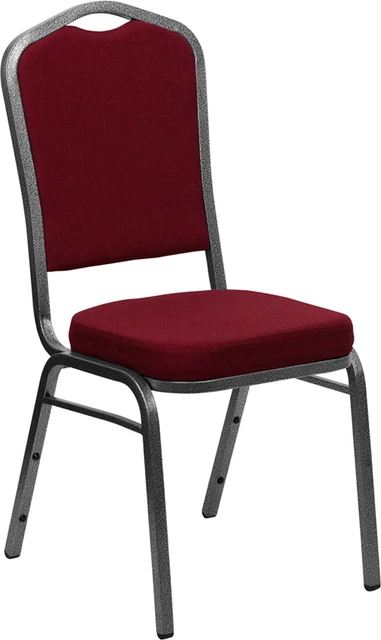 10 PACK Banquet Chair Burgundy Fabric Restaurant Chair Crown Back Stacking Chair