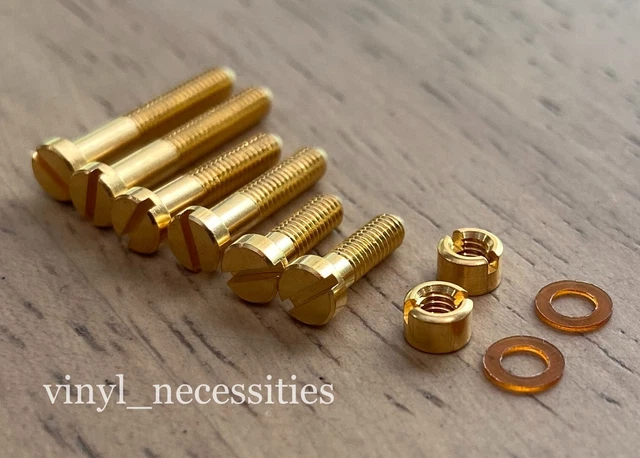 10 Piece Gold Plated Brass Turntable Cartridge  Mounting Hardware Screw Set