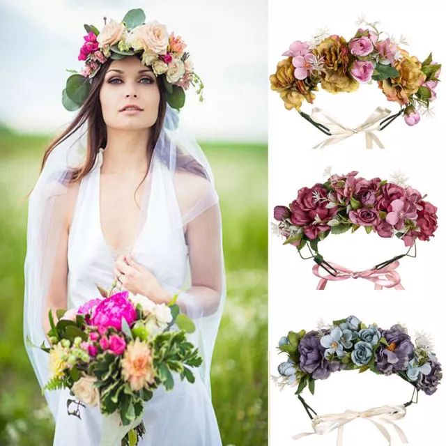 Flower Headband Head Garland Hair Band Crown Wreath Festival Boho Wedding Hippy