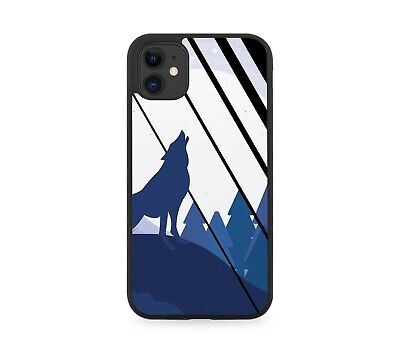 Abstract Wolf Howling Rubber Phone Case Cover Shapes Wolves Howl Moon Wolfs K455