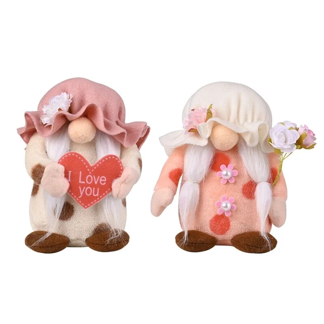 Mother s Day Gnome Ornament Holding Flowers Love Heart Crafts Decor