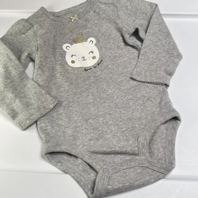 Carters One Piece Bodysuit Baby Girls Size 12 Months Bear Long Sleeve