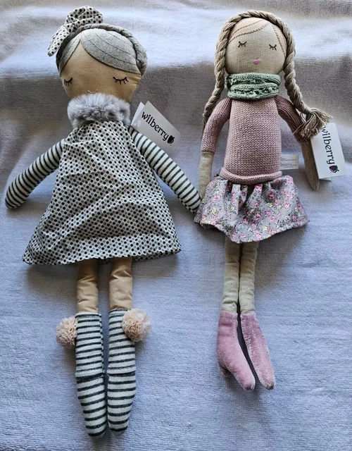 2 WILBERRY Dolls Material Plush Toy 16” Lucy & Pink Girl New With
