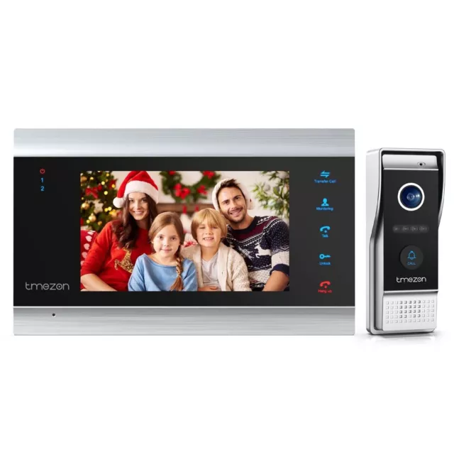 TMEZON Intercom Video Doorbell Phone Camera 7" LCD Monitor Home Security System