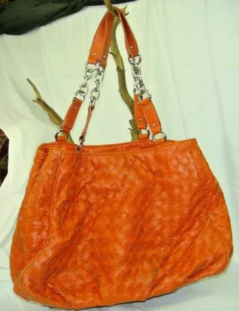 Dana Buchman Women's Burnt Orange Woven Faux Leather Purse Large