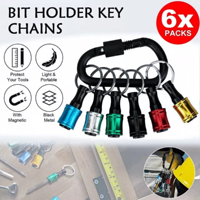 6pcs Drill Bit Holder Hex Shank Screwdriver Keyring Extension Bar Quick Release