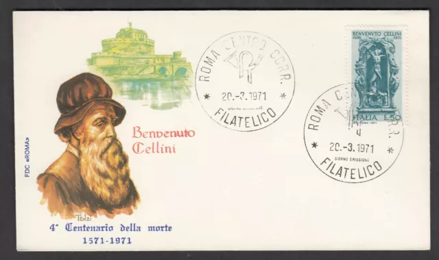 ITALIA BUSTA ROMA 1971 CELLINI Annullo speciale FDC ROMA