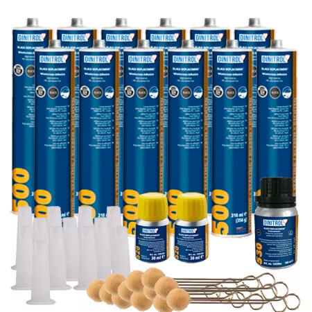 12 x DINITROL 500 WINDSCREEN FITTING KIT BONDING ADHESIVE GLUE SEALANT GLASS OEM