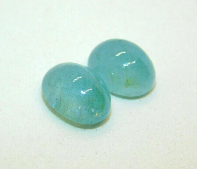 11.90 Cts Natural 12x10 mm Pair Milky Santa Maria Aquamarine Cabochon Gemstones