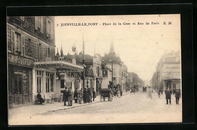 CPA Joinville-le-Pont, Place de la Gare and Rue de Paris