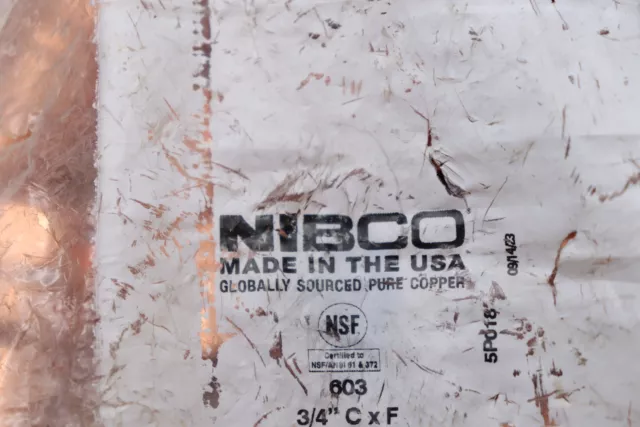 (25-Pk) Nibco Solder Pressure Copper Adapter Fittings 7/8"OD x 3/4"F 603