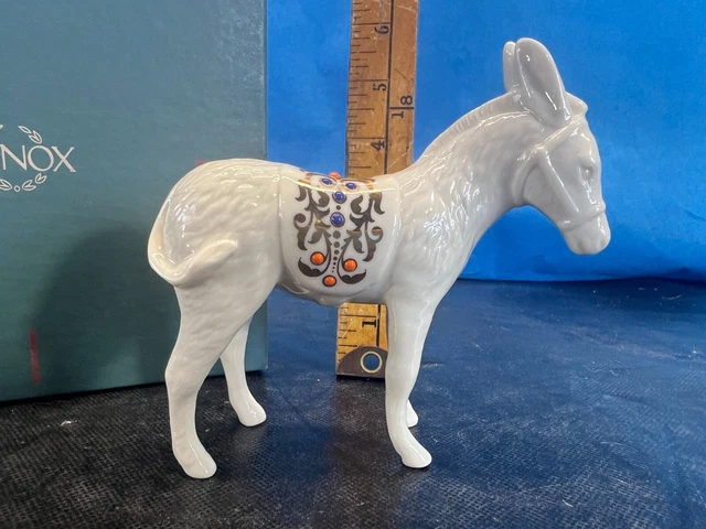 RARE Vintage Lenox China Jewels Nativity Donkey Mule Figurine Statue & Box 1994