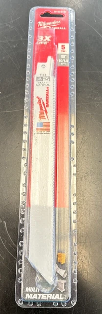 Milwaukee 10/14 TPI 8" SAWZALL Blades Thin Kerf MULTI-MATERIAL - 5 PACK