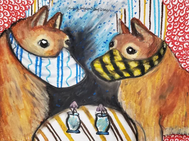 FINNISH  SPITZ Quarantine ACEO PRINT Dog Mini Pop Art Card 2.5 X 3.5 KSAMS