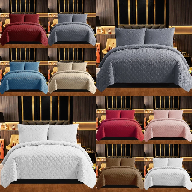 Juego de 3 piezas colcha acolchada en relieve cama individual doble tamaño King