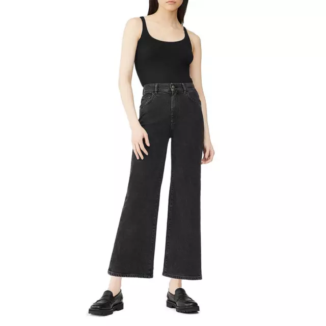 DL1961 Womens Hepburn Black High Rise Vintage Denim Wide Leg Jeans 28 BHFO 3632