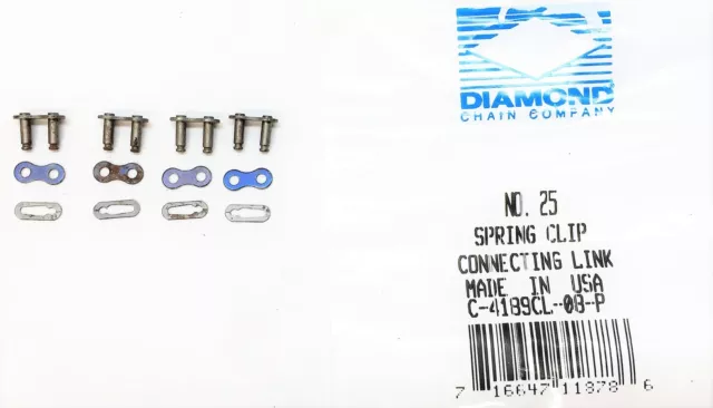 DIAMOND CHAIN COMPANY Spring Clip Connecting Link C-4189CL-08-P [Lot of 4] NOS