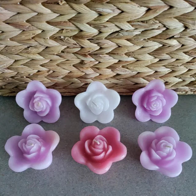 Vintage Wicks n Sticks Purple White Floating Candles Flower Bath set of 6