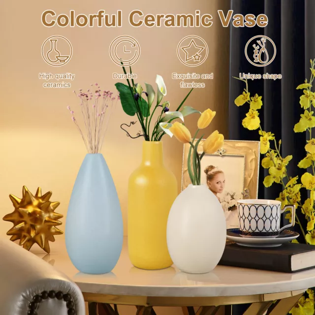 3Pcs Ceramic Vase Set for Pampas Grass Decorative Flower Vases Minimalist LoMVJ