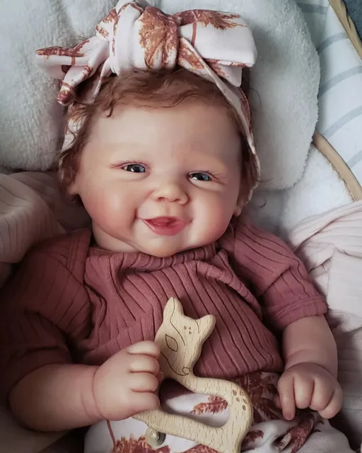 18inch Lifelike Cloth Body Baby Reborn Doll Newborn Smiling Realistic Soft Gift