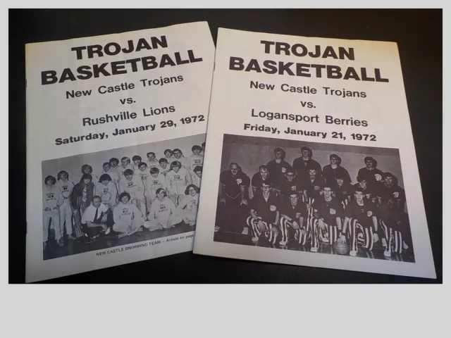 Vintage -2- 1972 Indiana New Castle Trojans  Basketball Programs