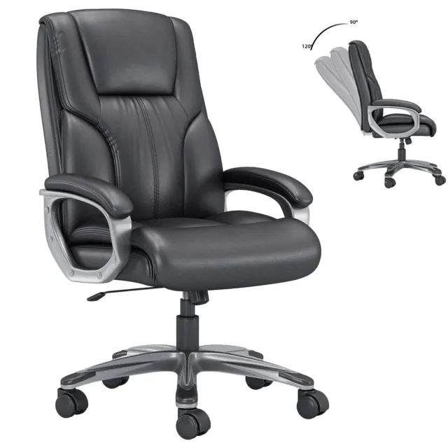 Executive Office Chair High Back PU Leather Desk Chair for Heavy People Black