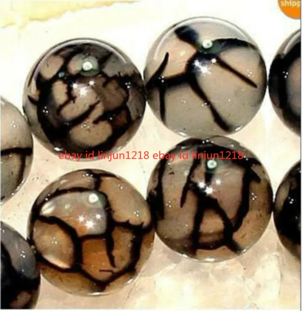 Natural 6mm Black Dragon Veins Agate Onxy Gemstone Round Loose Beads 15" Strand