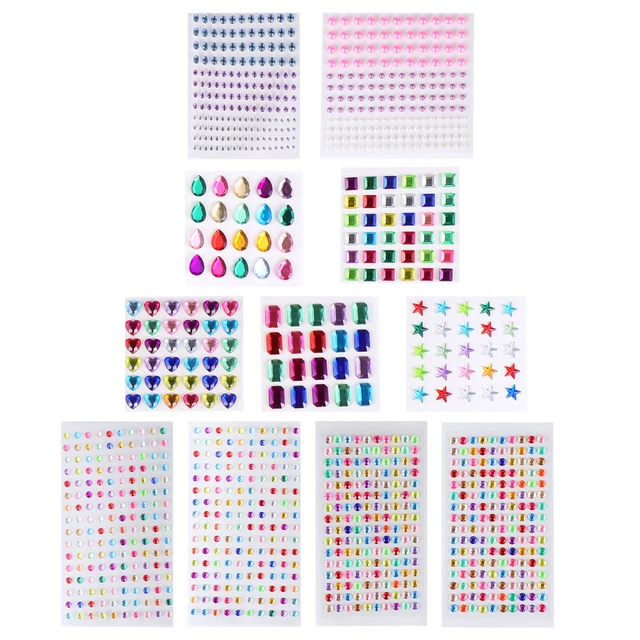 11 hojas pegatinas de cristal acrílico pegatinas de estrás para uñas para niños