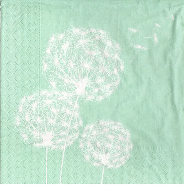 3 Servietten Blumen Löwenzahn Pusteblume auf grün 💙