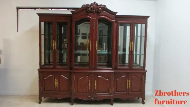 Antique BAU French Country Sideboard Breakfront China Cabinet Display Monumental