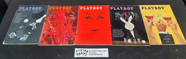 Playboy Magazine, Lot of 5 Issues From 1959.  Centerfolds intact.