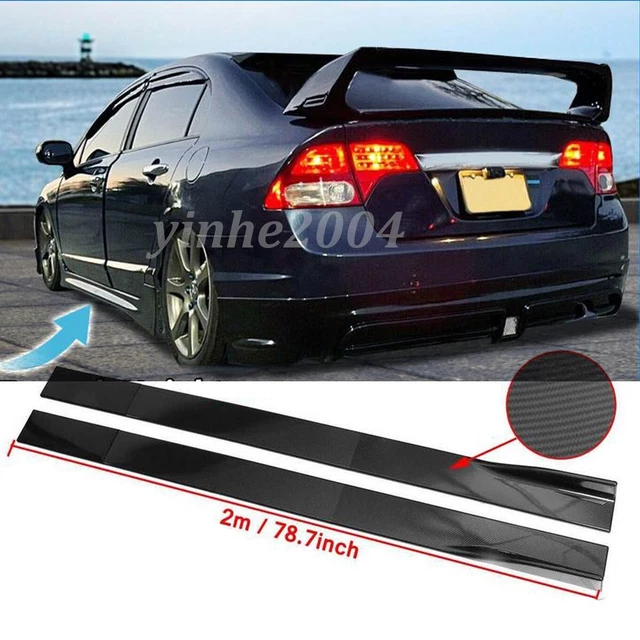 For 01-21 Civic 4Dr Sedan Carbon Fiber JDM Type-R Style Side Skirts Rocker Lip