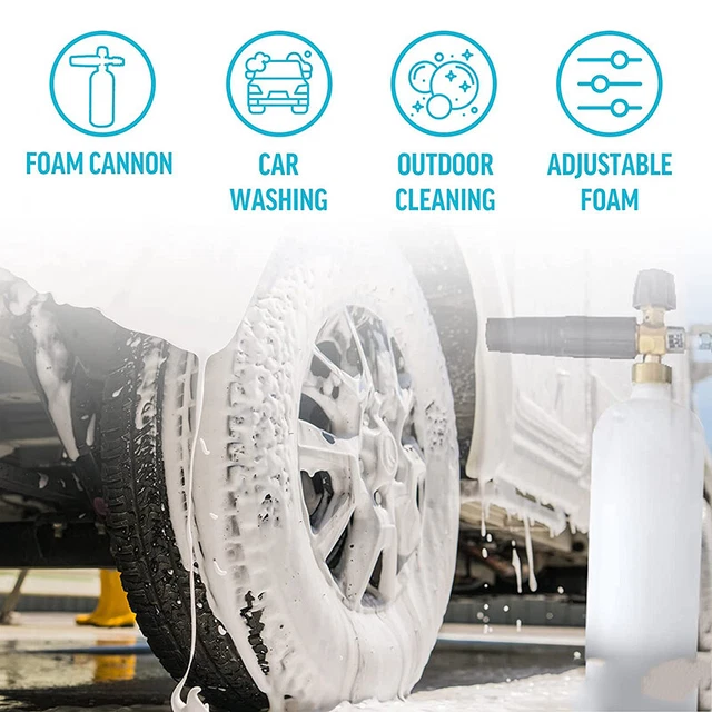 Snow Foam Washer Gun Car Wash Soap Lance Cannon Spray Pressure Jet Bottle 1/4"