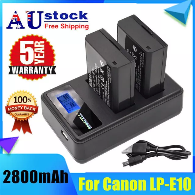 2X LP-E10 LPE10 Rechargeable Battery + LCD Charger For Canon EOS 1500D 1300D QP