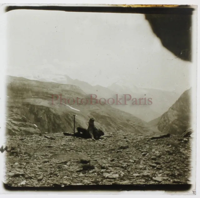 FRANCE Col de la Croix du Bonhomme 1928 Photo Plaque de verre n1 Stereo Vintage
