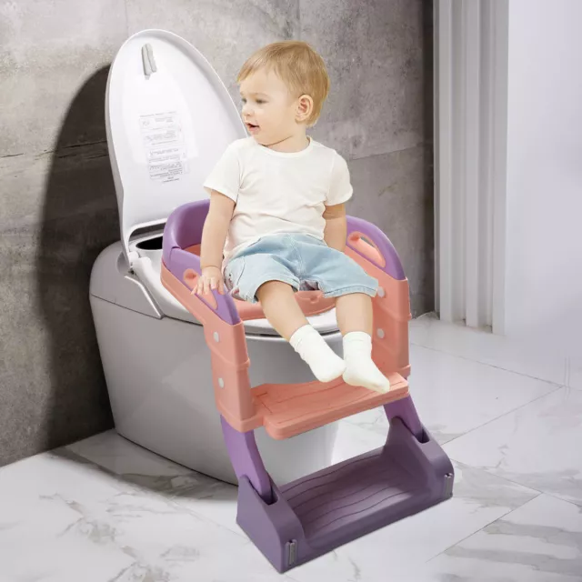 Unisex Potty Training Seat with Step Stool Ladder fit Child Toddler Toilet Chair