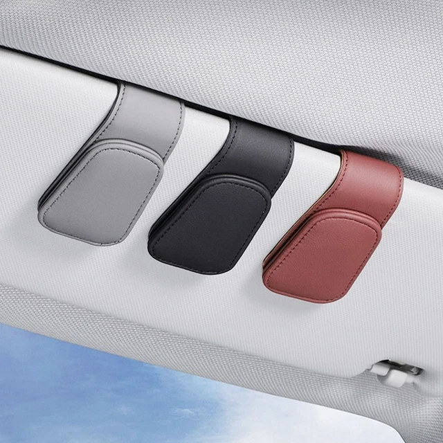 Étui à Lunettes Magnétique Pour Visière Voiture - Range Lunettes De Soleil - Cuir - Magnétique
