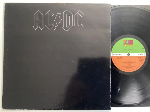 AC/DC, BACK IN black VINYL LP RECORD 1980 original embossed cover, PLAY ...