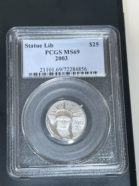 2003 Platinum 20th Ann. $25 1/4oz Eagle Statue of Liberty PCGS MS69