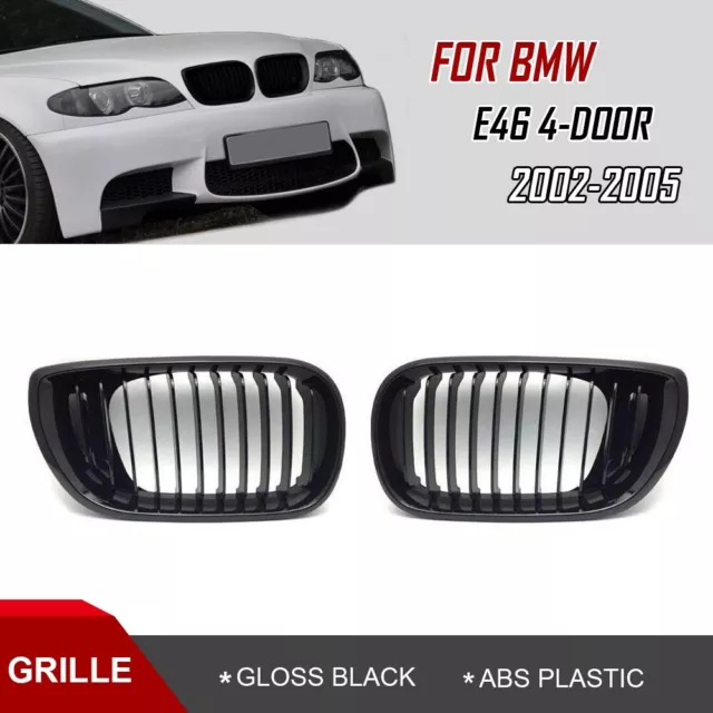 CALANDRE POUR BMW SÉRIE 3 E46 BERLINE TOURING 98-01 LOOK M NOIR BRILLANT