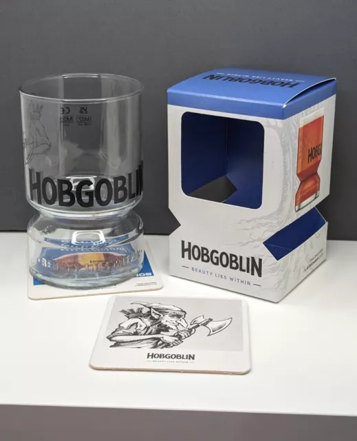 Hobgoblin Stubby Pint Glass Gift Boxed Inc Beer Mats New Style