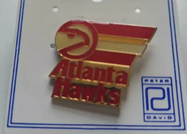 NBA Atlanta Hawks Vintage Logo Pin Stamped Peter David 1992 Basketball OOP