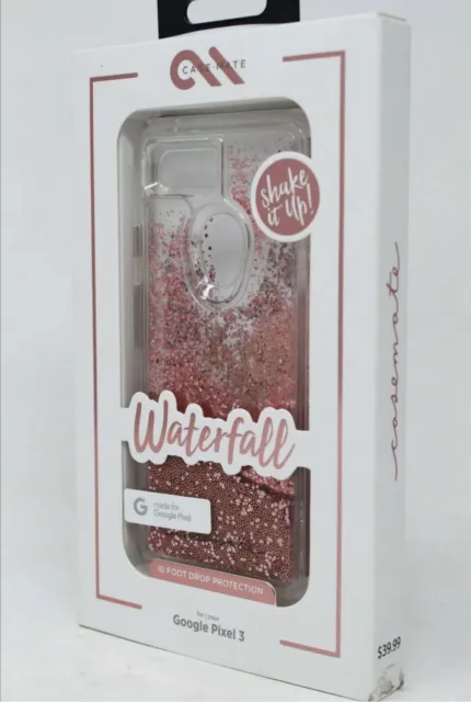 Case Mate Waterfall Series Case for the Google Pixel 3 Rose Gold Clear New