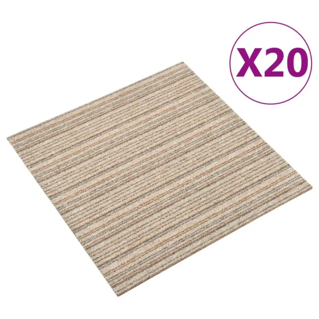 vidaXL Carpet Floor Tiles 20 pcs 5 m² 50x50 cm Striped Beige