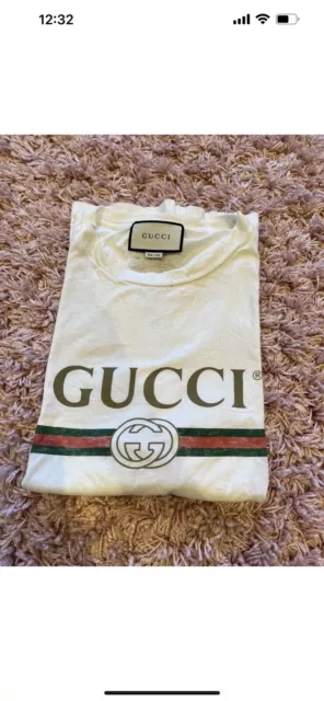 Gucci Women’s Oversized Ivory T-shirt Top Size Small Uk 10-12